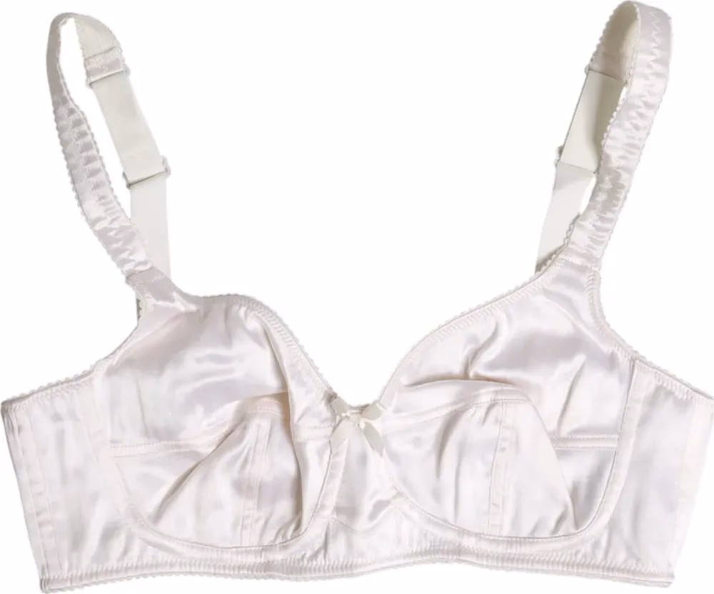 Dolce & Gabbana White Silk Balconette Non Wire Bra Underwear