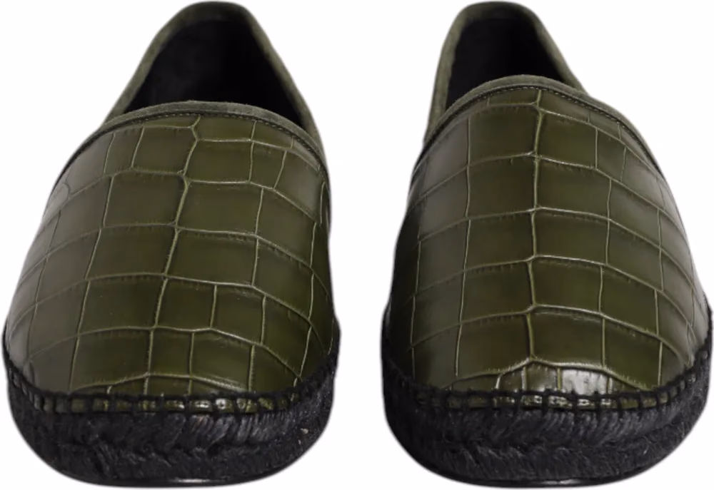 Dolce & Gabbana Green Exotic Leather Espadrilles Slip On Shoes