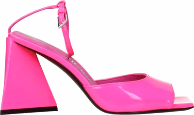 Pink Leather Stiletto Heel Sandals