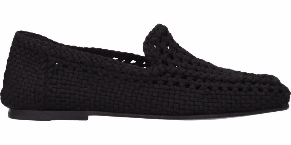 Dolce & Gabbana Black Fabric Slip-On Loafers