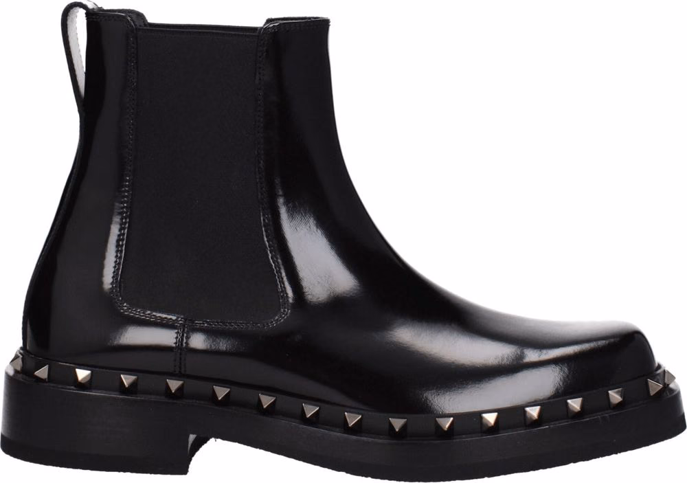 Valentino Garavani Black Leather Ankle Boots