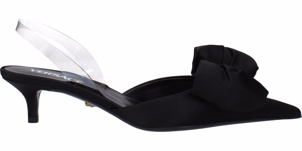 Versace Black Satin Flat Sandals