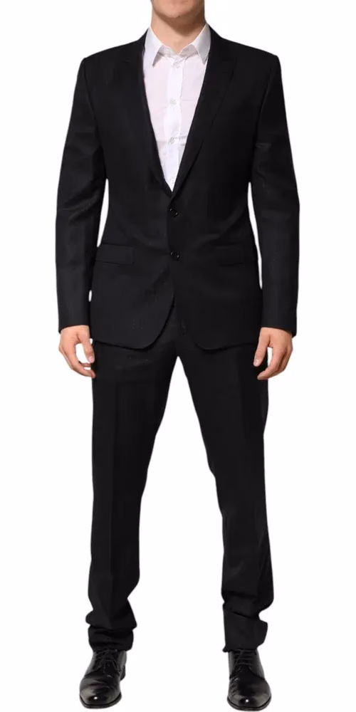 Dolce & Gabbana Dark Gray Jacquard Single Breasted 2 Piece Suit