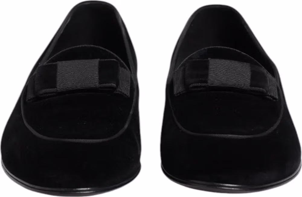 Dolce & Gabbana Black Velvet Loafers Formal Men Dress Shoes