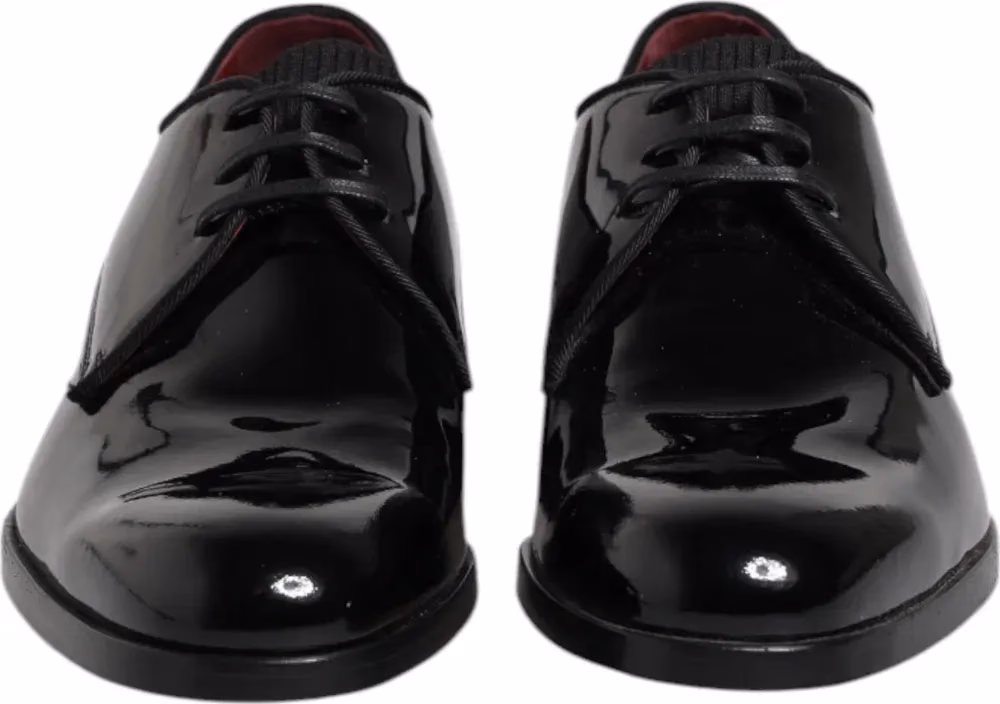 Dolce & Gabbana Black Leather Lace Up Men Derby Formal Shoes