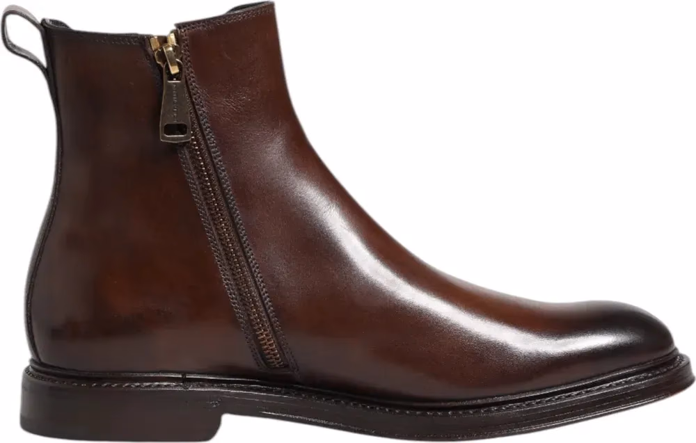 Dolce & Gabbana Brown Chelsea Leather Mid Calf Boots Shoes