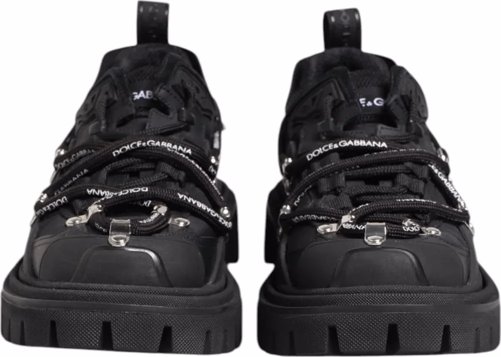Dolce & Gabbana Black Low Top Lace Up Trekking Sneakers Shoes