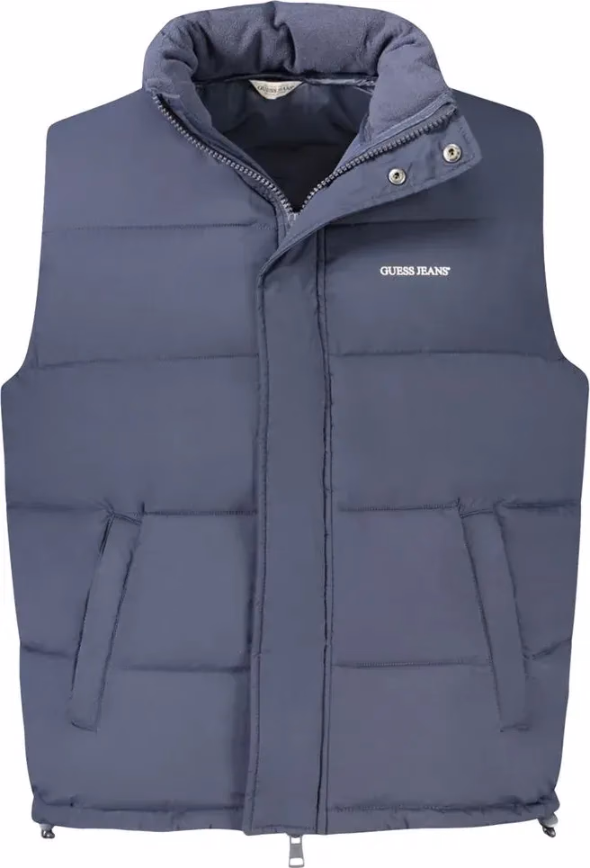 Guess Jeans Blu Polyester Men's Sleeveless Jacket