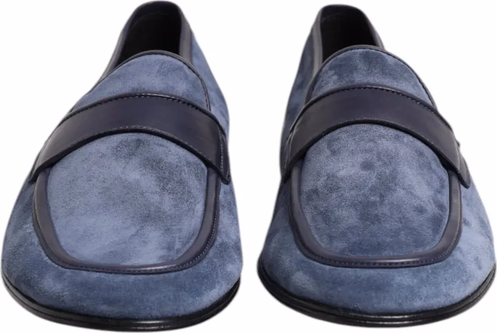Dolce & Gabbana Blue Suede Leather Loafers Moccasin Shoes