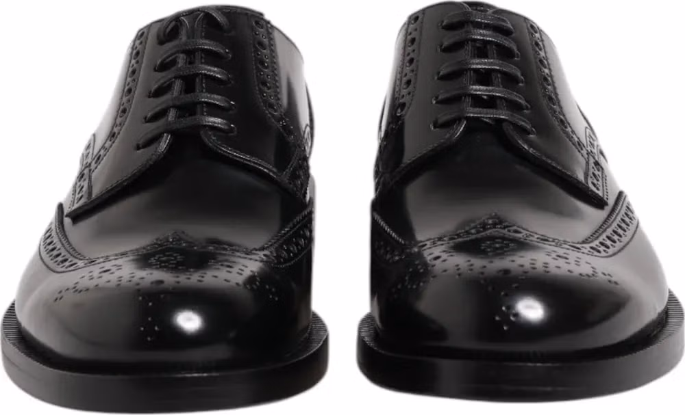 Dolce & Gabbana Black Leather Derby Wingtip Formal Shoes
