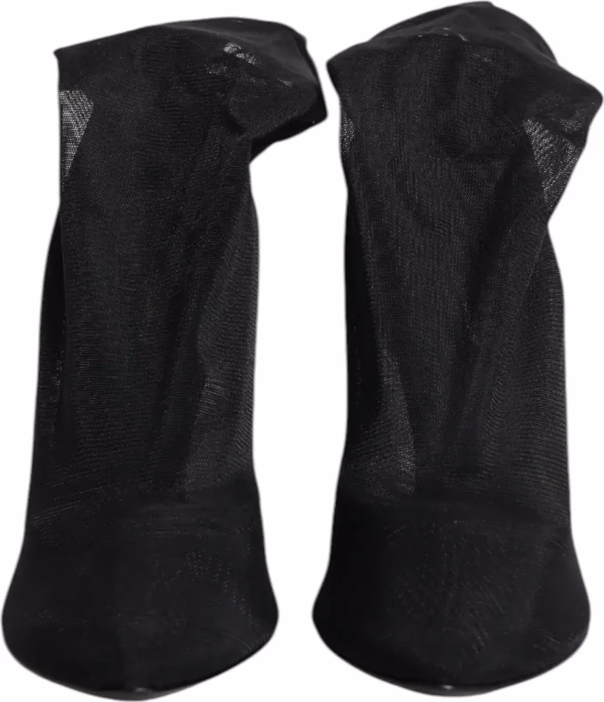 Dolce & Gabbana Black Silk Stretch Mesh Sock Boots Shoes