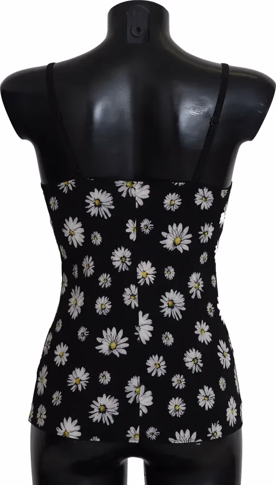 Dolce & Gabbana Black Daisy Print Dress Lingerie Chemisole