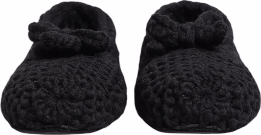 Dolce & Gabbana Black Wool Knit Slip On Ballerina Flats Shoes