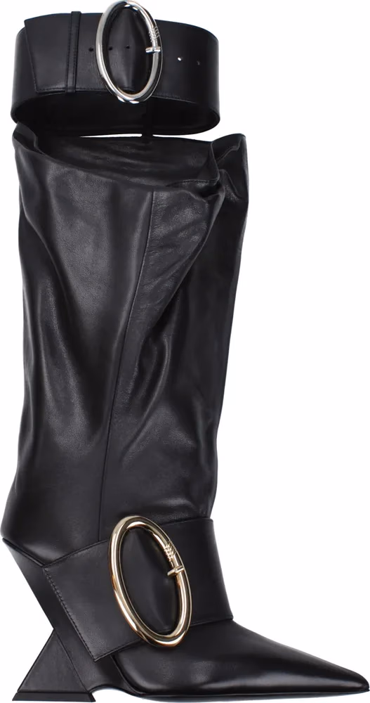 The Attico Black Leather Boots
