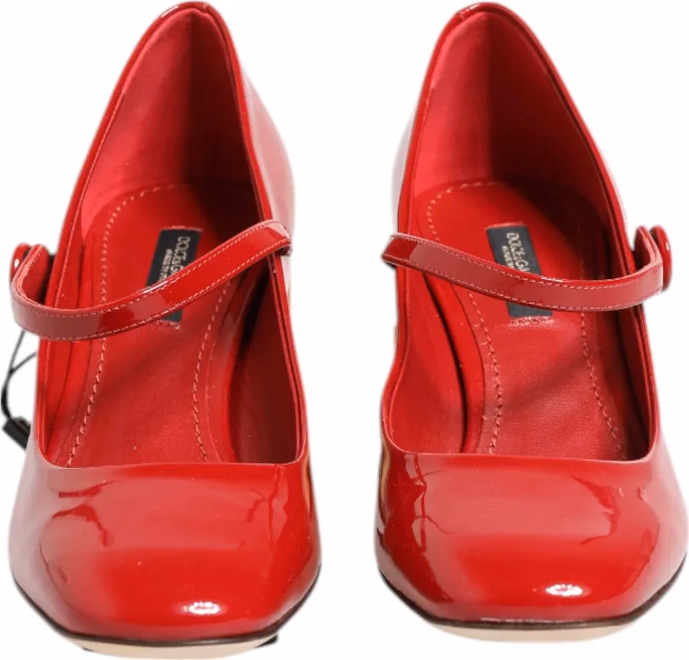 Dolce & Gabbana Red Leather DG Logo Heels Sandals Shoes