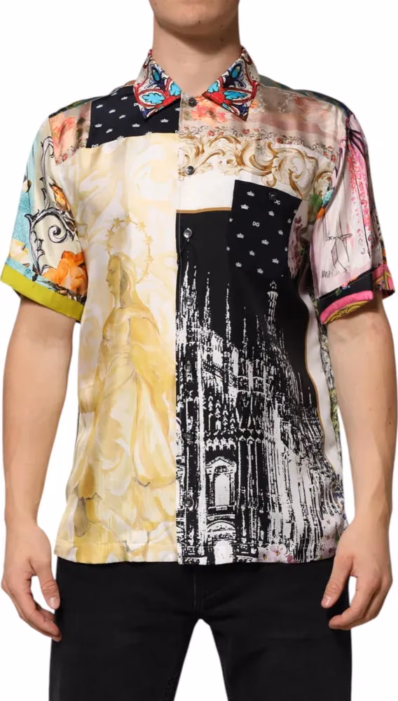 Dolce & Gabbana Multicolor Printed Button Down Casual Shirt