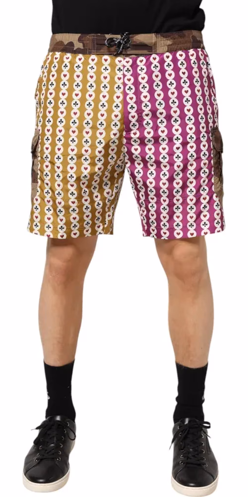 Dolce & Gabbana Multicolor Playing Card Camouflage Shorts Swimwear