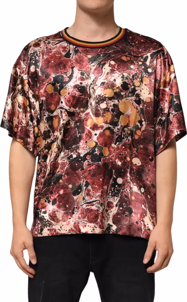 Dolce & Gabbana Multicolor Polyester Marble Print Oversize T-shirt