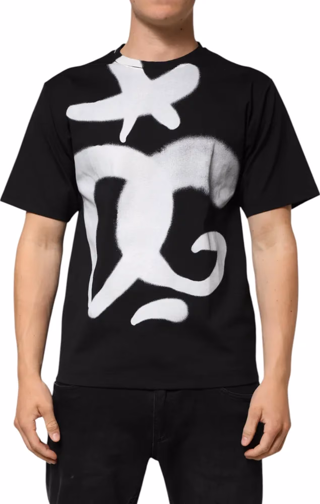 Dolce & Gabbana Black Cotton DG Logo Graffiti Short Sleeve T-shirt