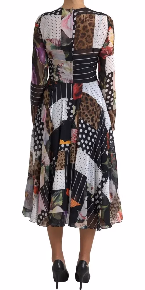 Dolce & Gabbana Multicolor Patchwork Floral Leopard Dress