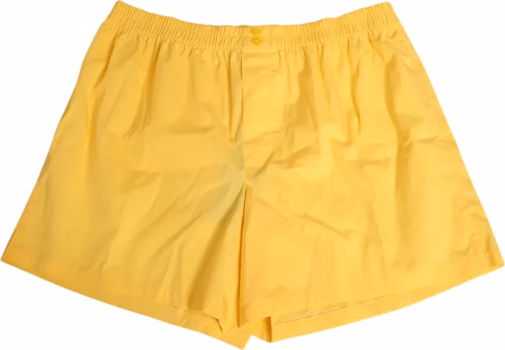 Dolce & Gabbana Yellow Cotton Elastic Waistband Short Swimwear