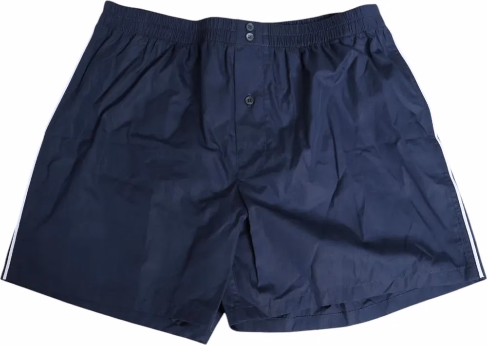 Dolce & Gabbana Navy Blue Cotton Elastic Waistband Button Swimwear
