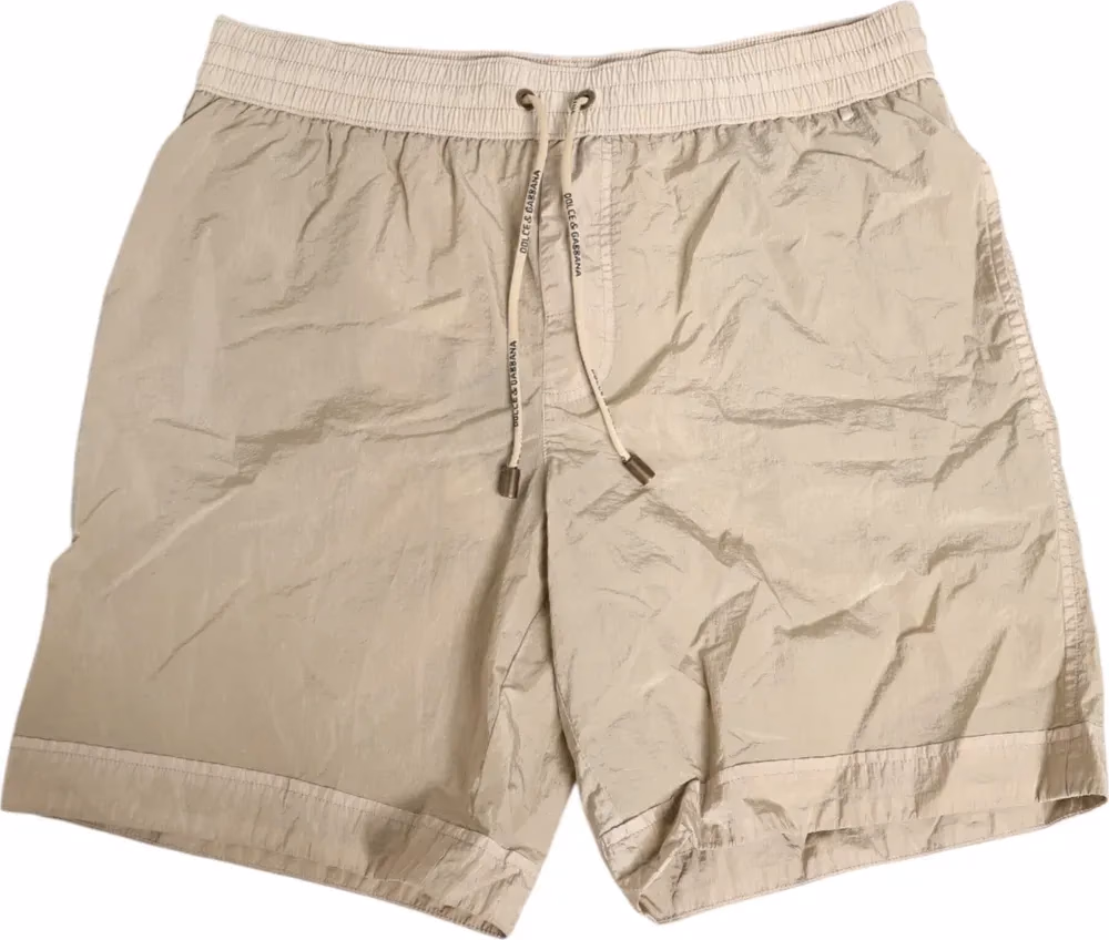 Dolce & Gabbana Beige Nylon Beachwear Men Boxer Short Swimwear