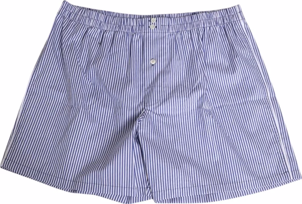 Dolce & Gabbana Blue White Cotton Striped Button Fly Shorts Swimwear