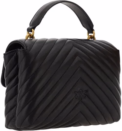PINKO Black Calf Leather Bos Taurus Handbag