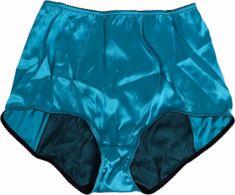 Dolce & Gabbana Aqua Green Satin High-Waist Briefs Underwear