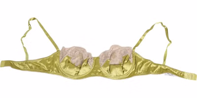 Lime Green Silk Satin Lace Padded Balconnet Underwear