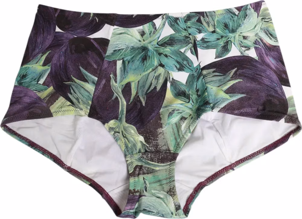 Dolce & Gabbana Eggplant Print High-Waist Briefs Underwear