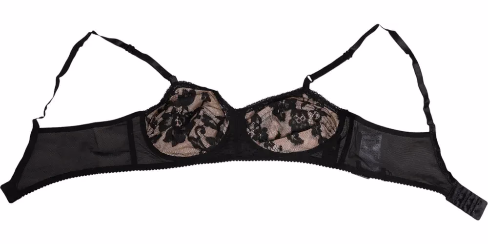 Dolce & Gabbana Black Nude Floral Lace Sheer Bra Underwear