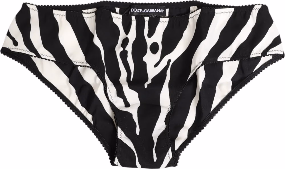 Dolce & Gabbana Black White Zebra Print Slip Briefs Underwear
