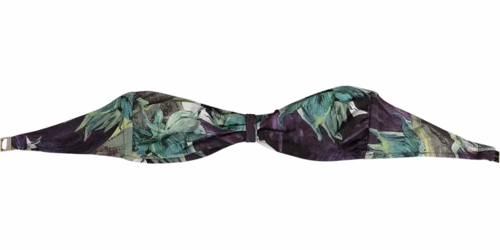 Dolce & Gabbana Purple Green Leaf Print Bandeau Swimwear Underwear