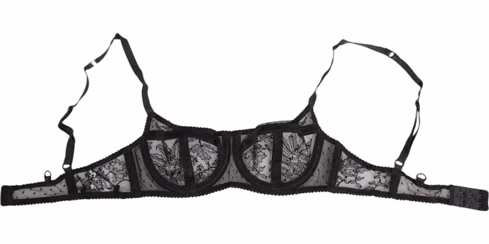 Dolce & Gabbana Black Floral Lace Sheer Underwire Bra Underwear