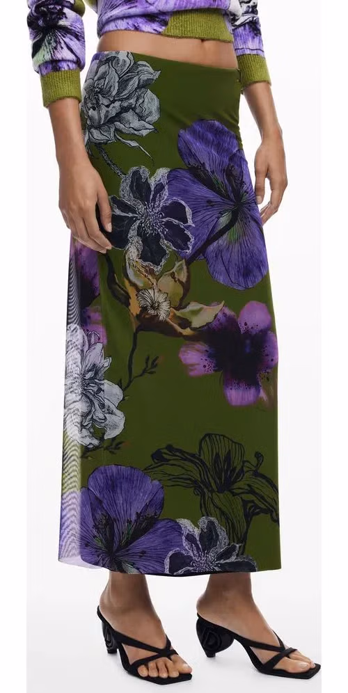 Desigual Verde Polyester Women Skirt with Elastic Waist