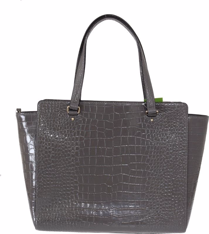 Kate Spade Grey Croc Embossed Leather Elissa Bristol Drive Tote Handbag Bag