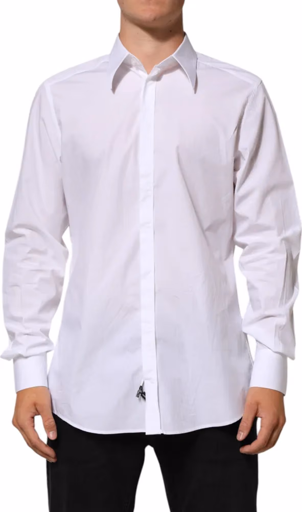 Dolce & Gabbana White Cotton MARTINI Men Formal Dress Shirt