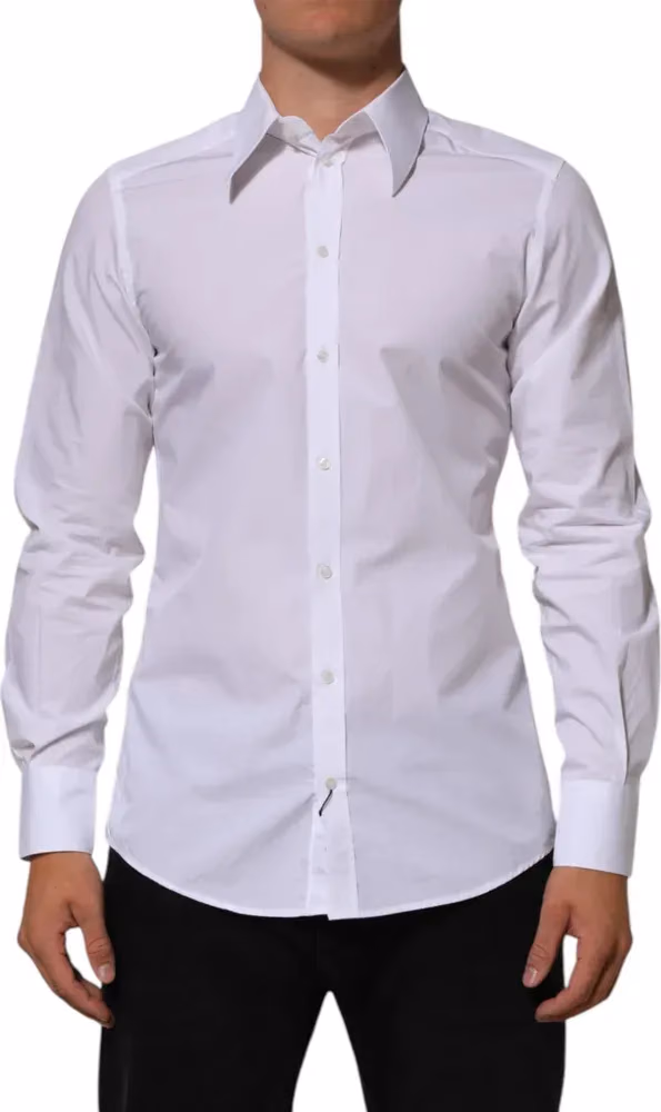 Dolce & Gabbana White Cotton MARTINI Men Formal Dress Shirt