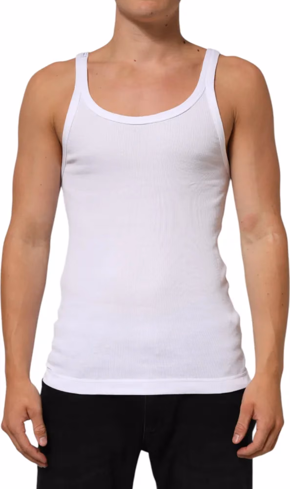 Dolce & Gabbana White Sleeveless Round Neck Tank Top T-shirt