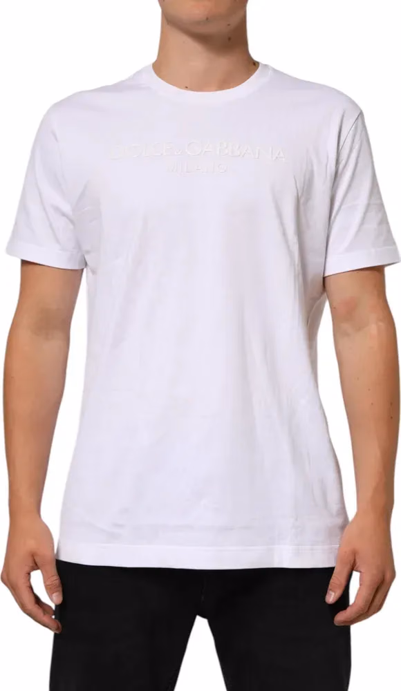 Dolce & Gabbana White Cotton Crew Neck Short Sleeves T-shirt