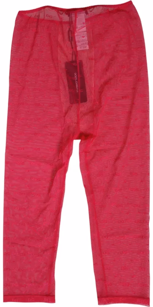 Dolce & Gabbana Fuchsia Logo Lace Tight Midi Trousers Underwear