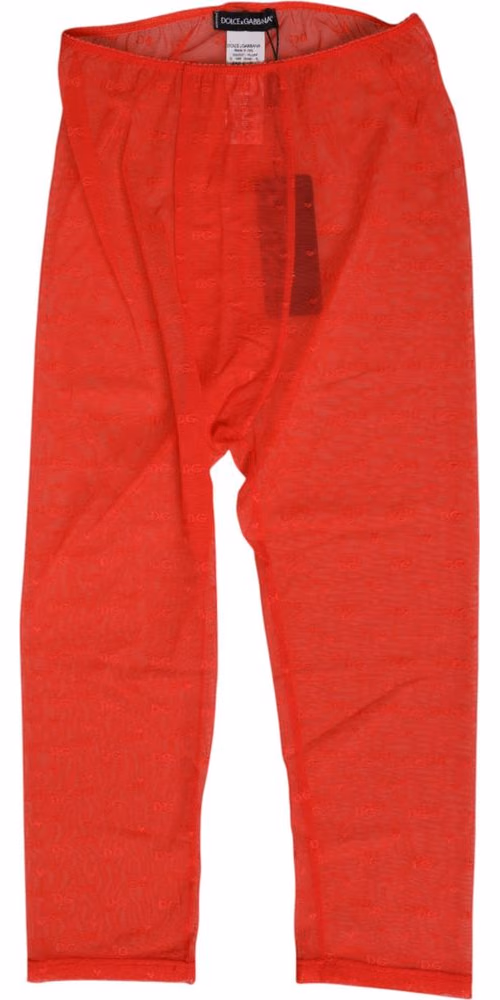 Dolce & Gabbana Red Logo Lace Tight Midi Trousers Underwear