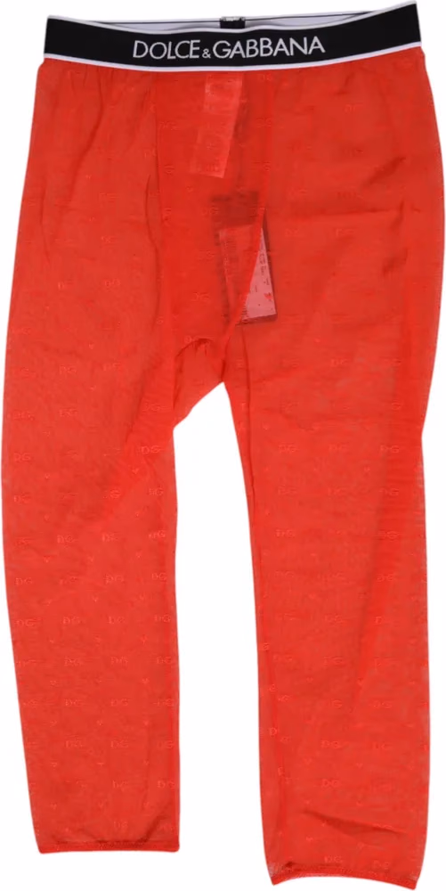 Dolce & Gabbana Red Logo Lace Tight Midi Trousers Underwear