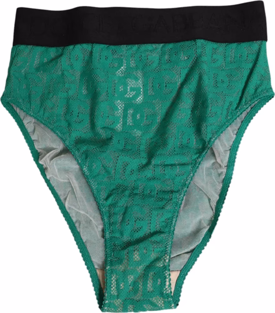 Dolce & Gabbana Green DG Logo Lace High Brief Panty Underwear