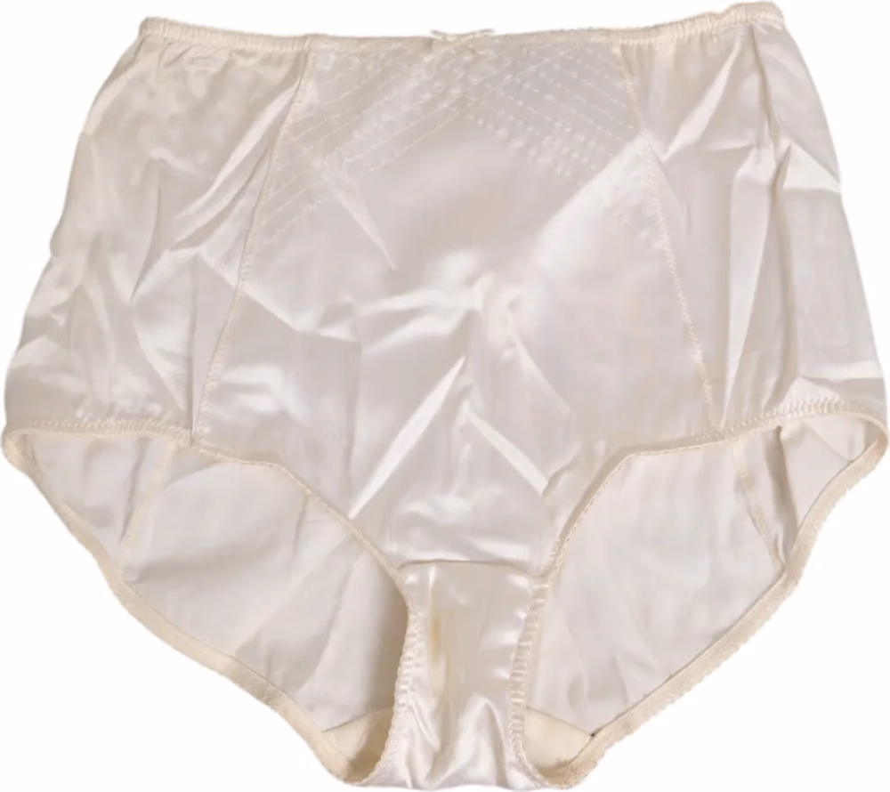 Dolce & Gabbana Off White Silk High Waist Girdle Panty Underwear
