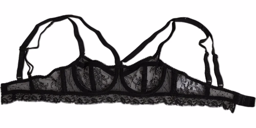 Dolce & Gabbana Black Floral Lace Nylon Balconcino Bra Underwear