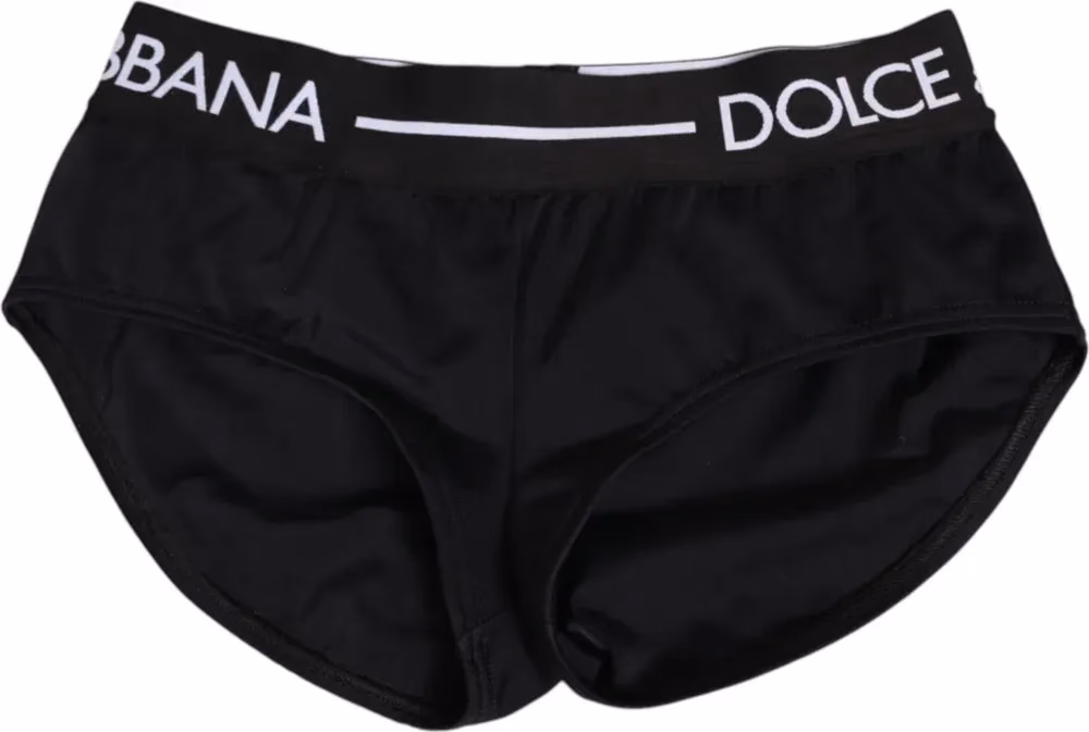 Dolce & Gabbana Black Nylon Logo Waistband Shorts Underwear