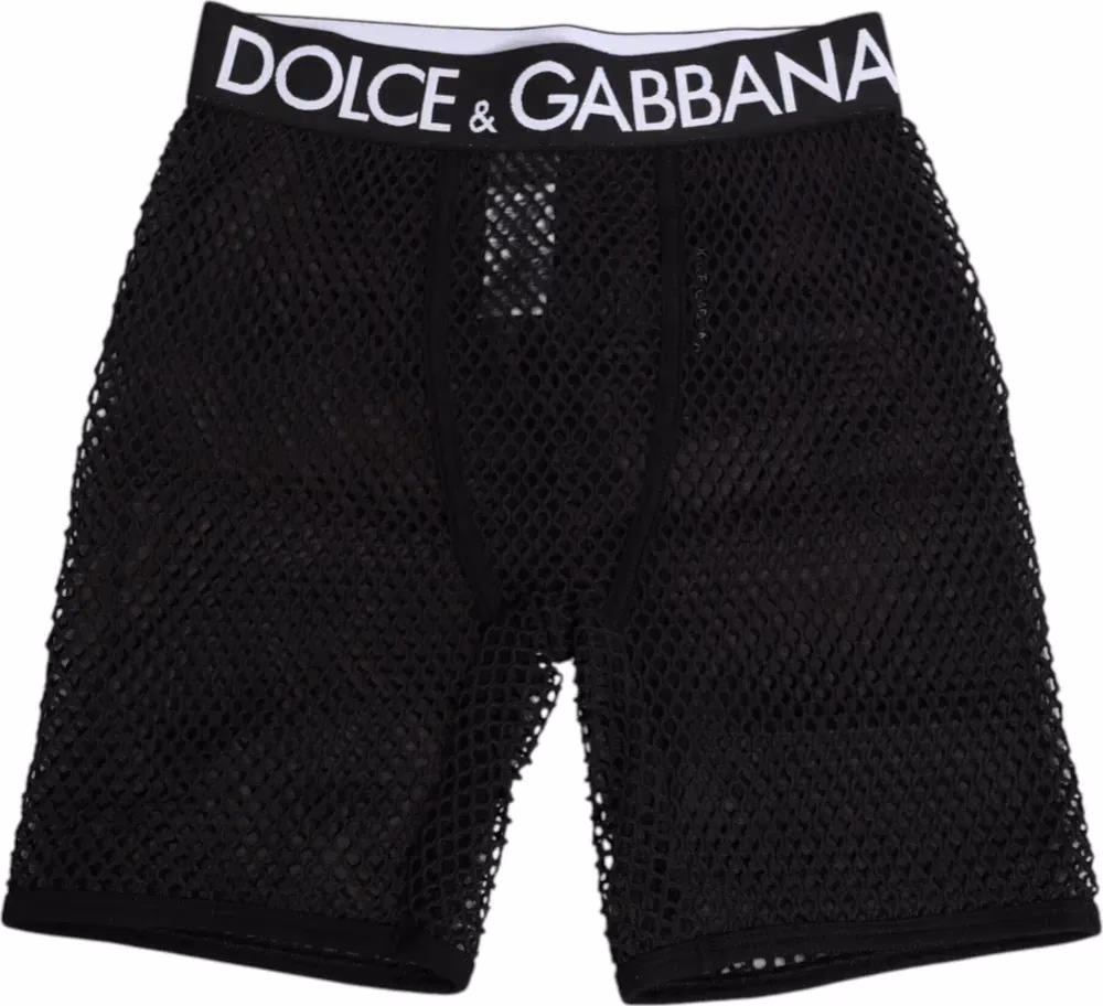 Dolce & Gabbana Black Cotton Logo Shorts Midi Trouser Underwear